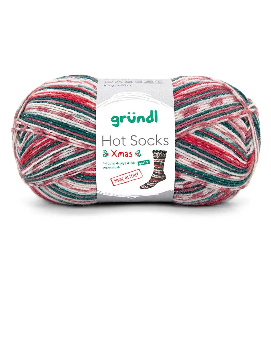 Hot Socks XMAS print, 4-fach mit Glitter